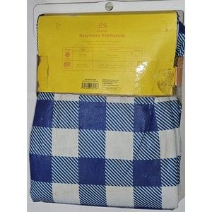 Sun Squad Easy Clean Tablecloth {round} 70" Blue and White Checkered